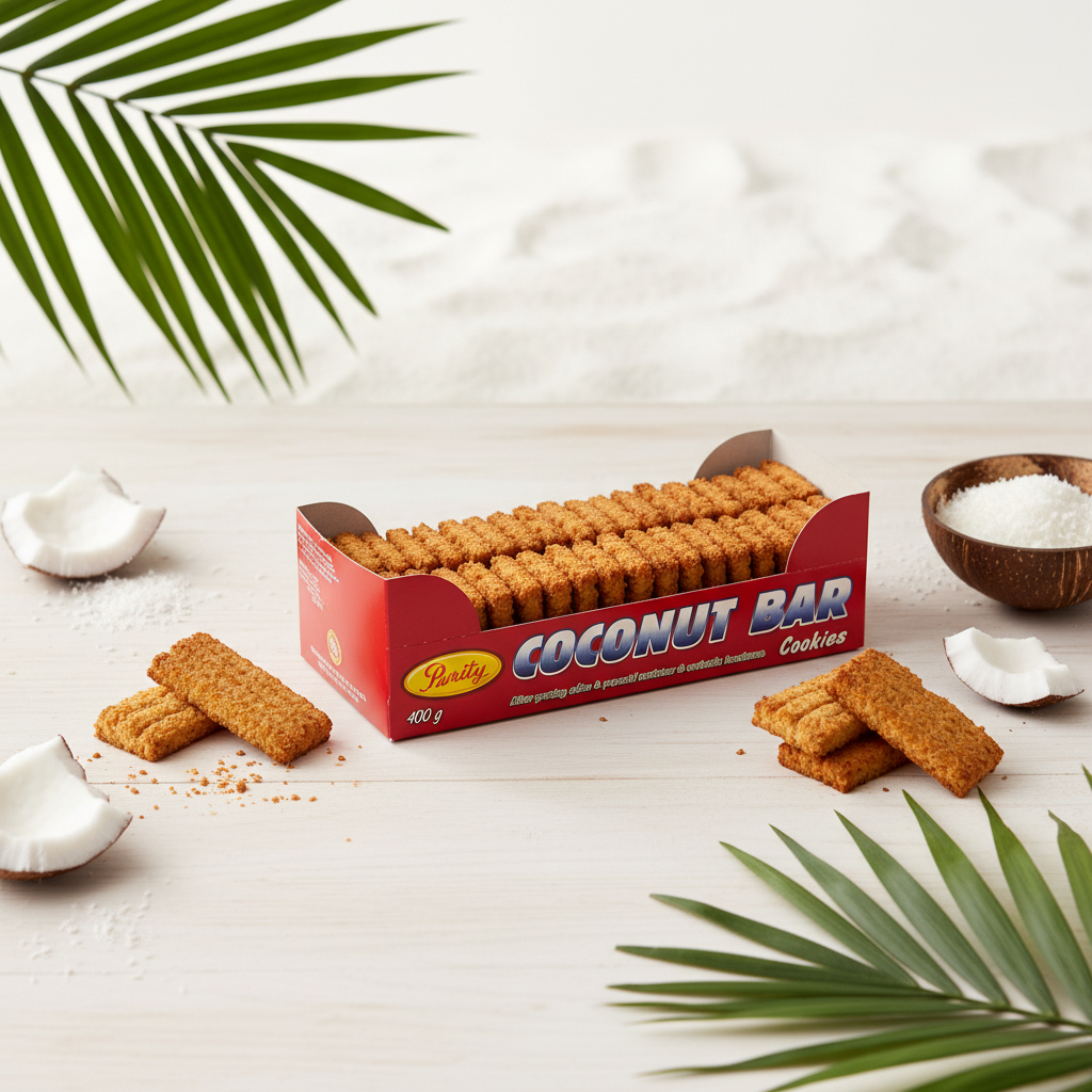 Purity Coconut Bar Cookies - Tropical Background