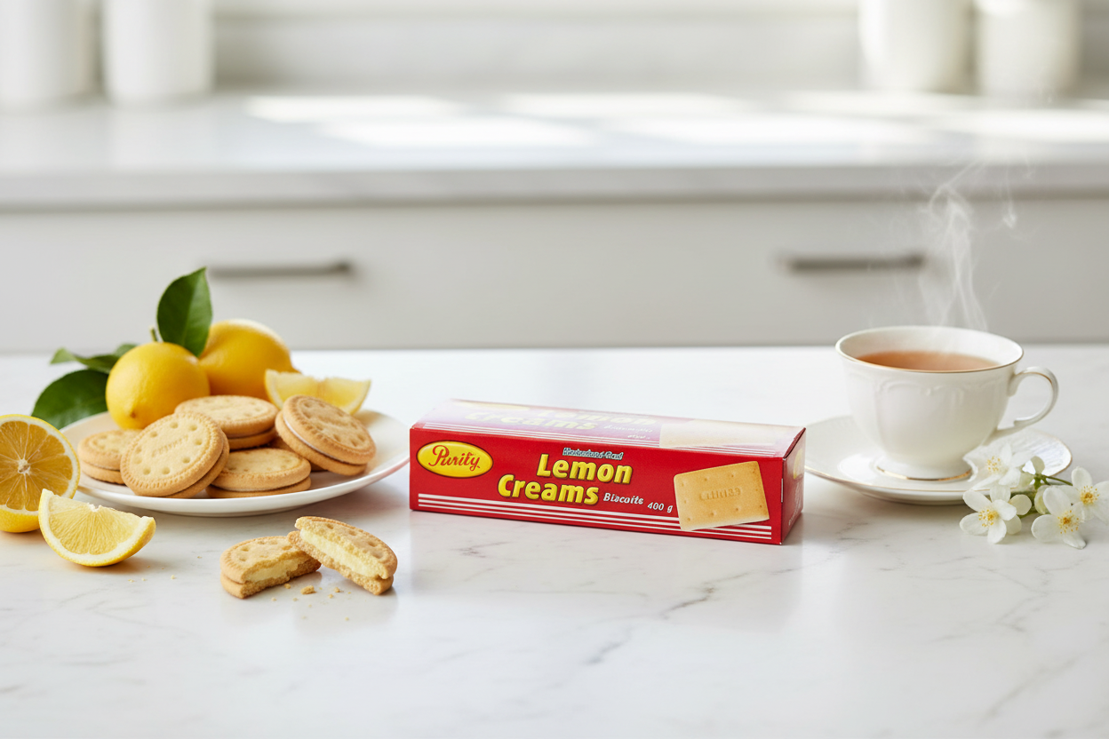 Purity Lemon Creams with fresh background